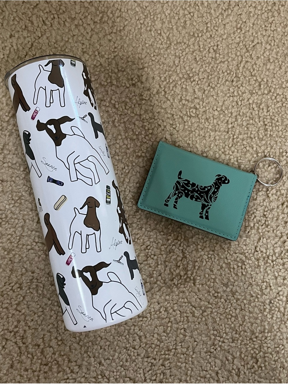 Goat Stainless Steel Water Bottle Tumbler & Turquoise Wallet Bundle